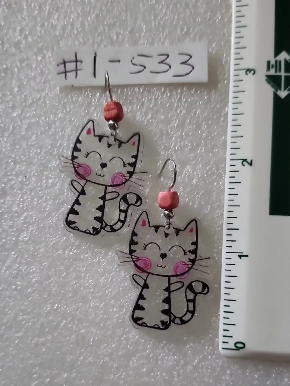 Cute Pink Cheek Cat Earrings for Cats Lovers - Picture 2 of 3